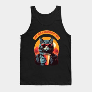 Why are you looking at me - cat with sunglasses Tank Top